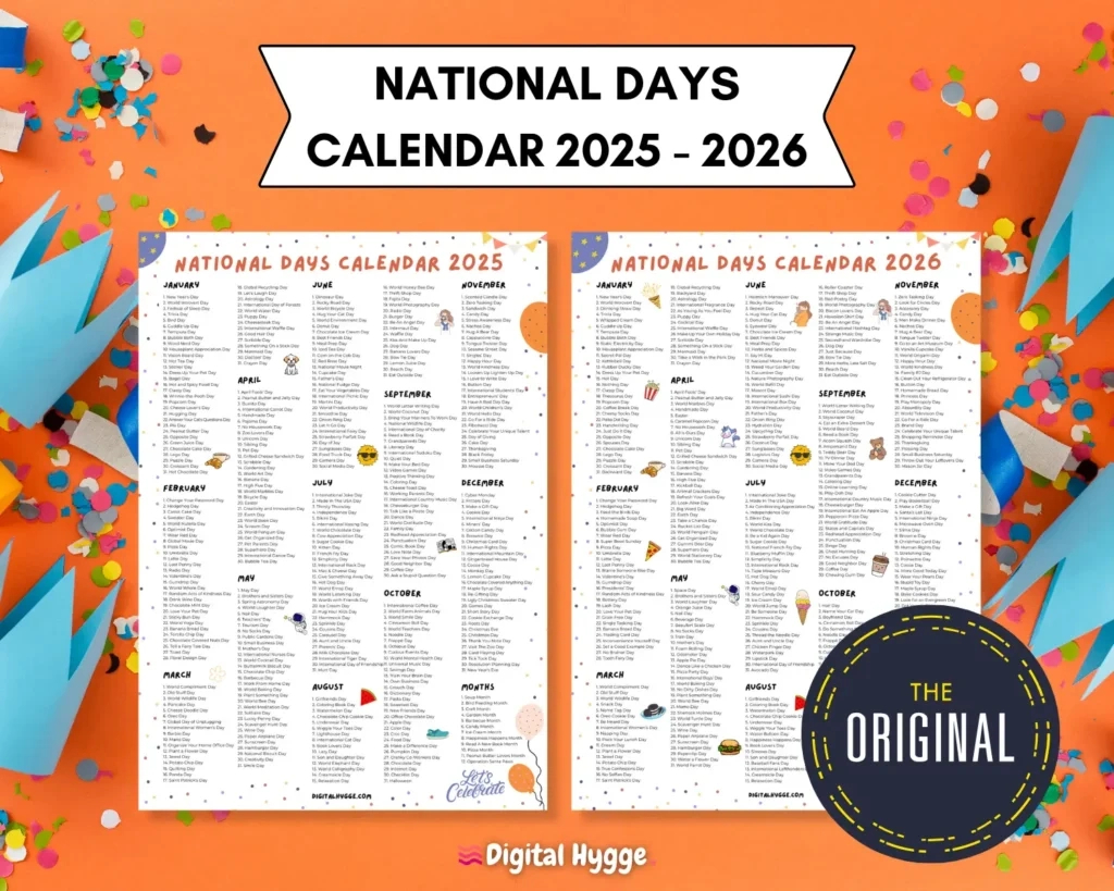 National Days Calendardigital Hygge regarding National Day Calendar 2026 Printable Free