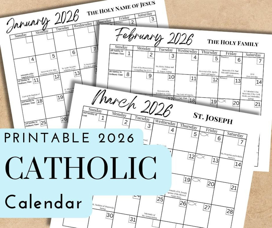 Printable 2026 Catholic Calendar | Liturgical Planner With Feast within Printable Catholic Calendar 2026