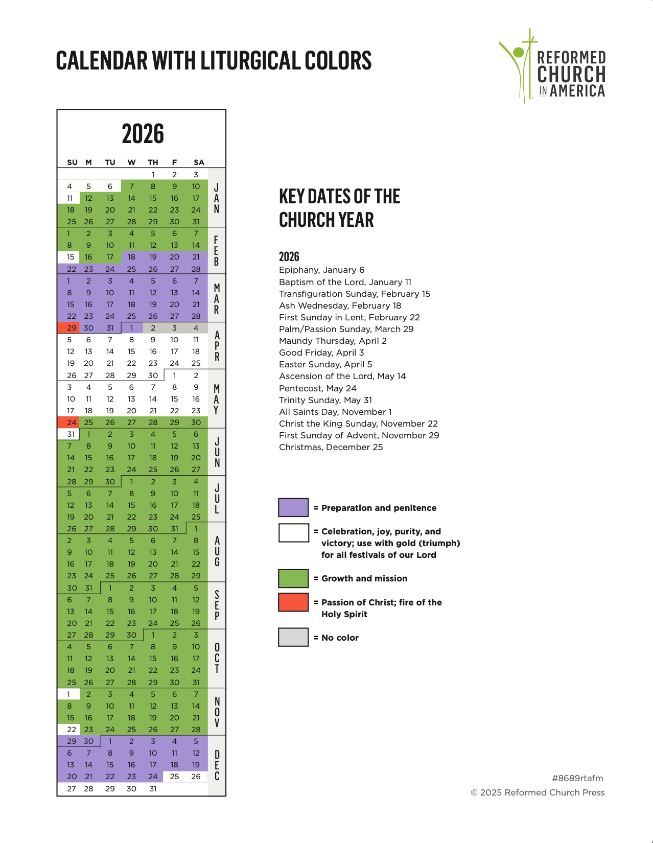 Rca Liturgical Calendar | Reformed Church In America with Catholic Liturgical Calendar For 2026