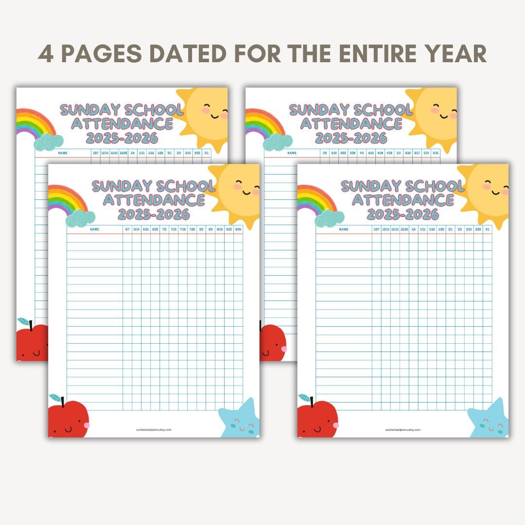 Sunday School Attendance Chart Printable Pdf, Sunday School inside Sunday School Attendance 2026