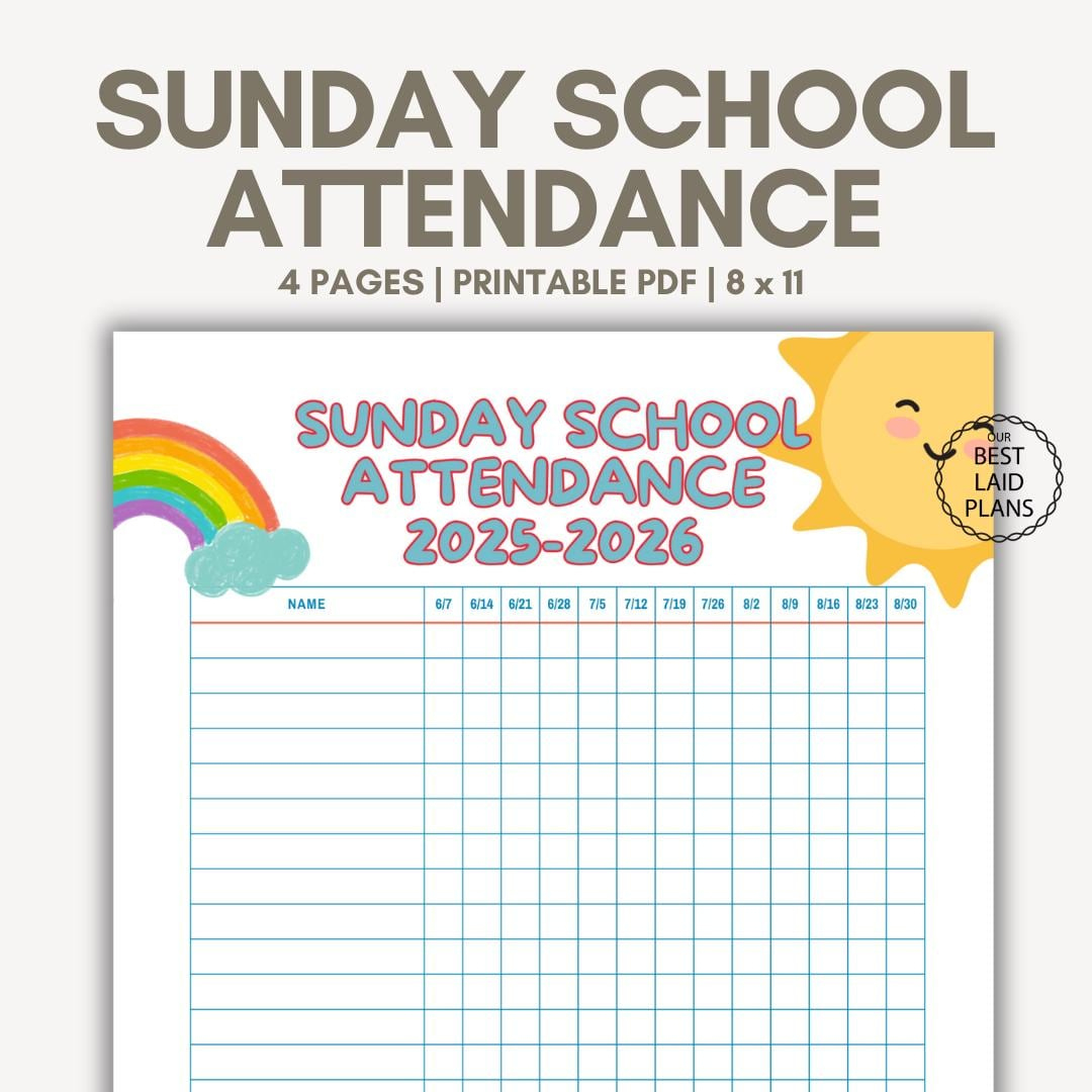Sunday School Attendance Chart Printable Pdf, Sunday School with regard to Sunday School Attendance 2026