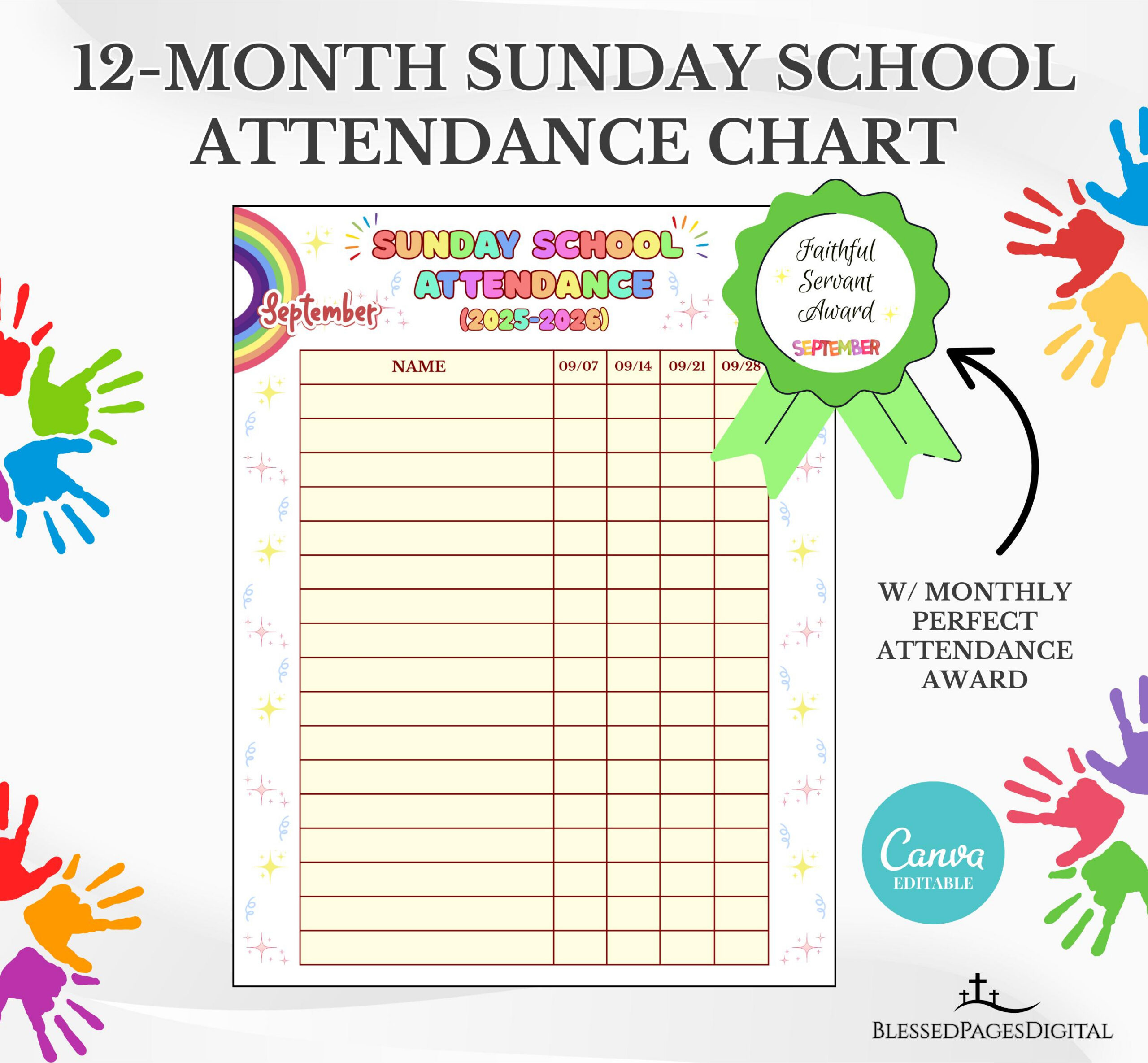 Sunday School Attendance Sheet Template - Etsy Hong Kong regarding Sunday School Attendance 2026